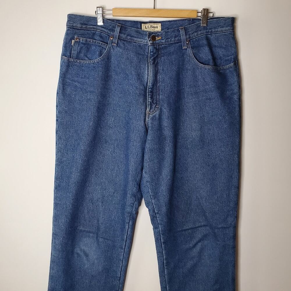 LL Bean Flannel lined medium wash denim jeans Size 38x36